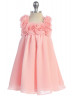 Chiffon Knee Length Flower Girl Dress With Rosebuds